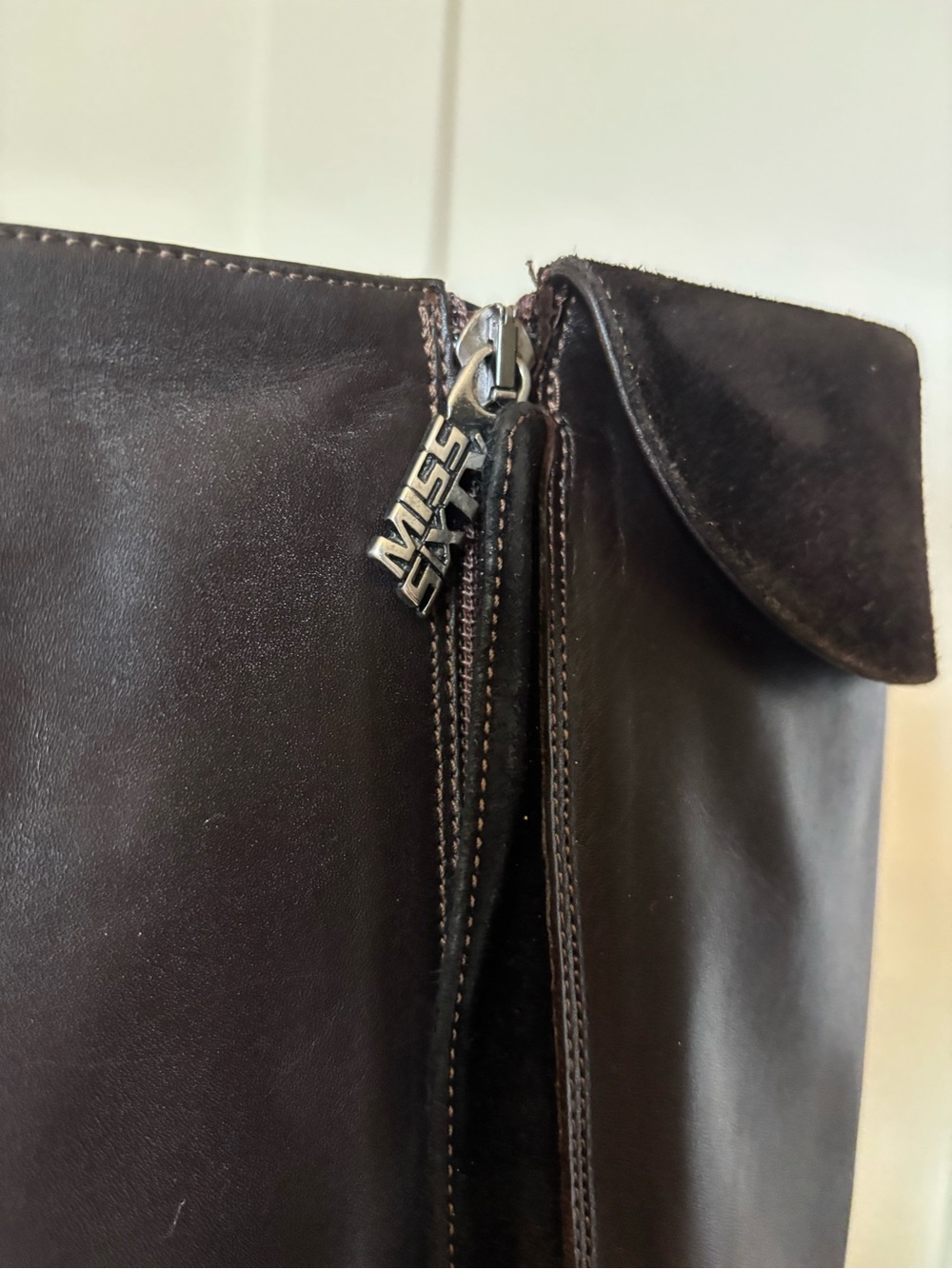Miss Sixty Brown Leather Zip-Up Riding Boots